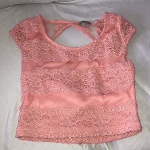 CHARLOTTE ROUSE LACE CROP TOP OPEN BACK NWOT